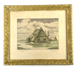 Grafikos darbas „Plaggenhut” mediniame aukso spalvos rėme 2,5x39x34 cm