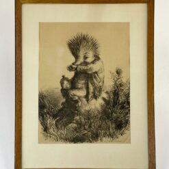 Andreas Paul Weber litografija „Swinegel”, 1948 m., mediniame rėme su stiklu 2x32x41,5 cm