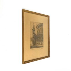 Grafikos darbas, vaizduojantis Brėmeno Rolando statulą Rinkos aikštėje, mediniame rėme su stiklu 1,5x38x46 cm