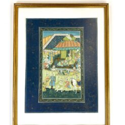 Ant audinio tapytas persiško Mughal stiliaus paveikslas mediniame rėme su stiklu 1,5x32x42 cm